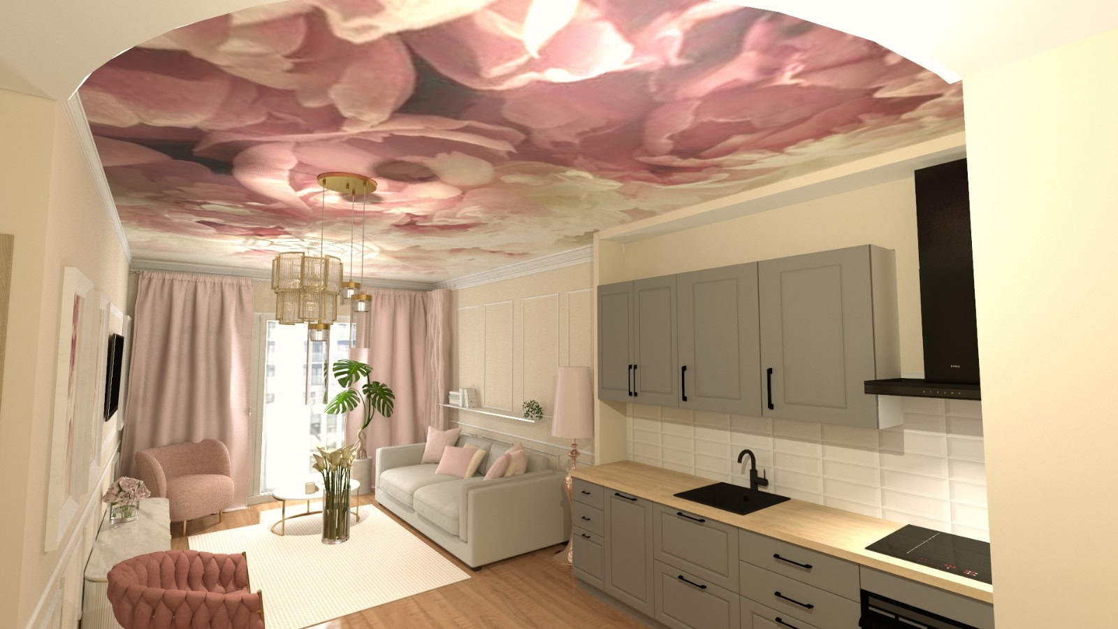 Salon w Piwoniach — Salon z aneksem, Warszawa, Polska
